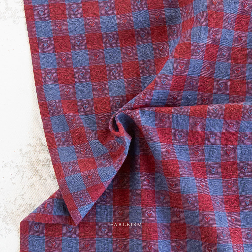 Fableism Queen of Hearts - Gingham Hearts - Royal, 9" x WOF