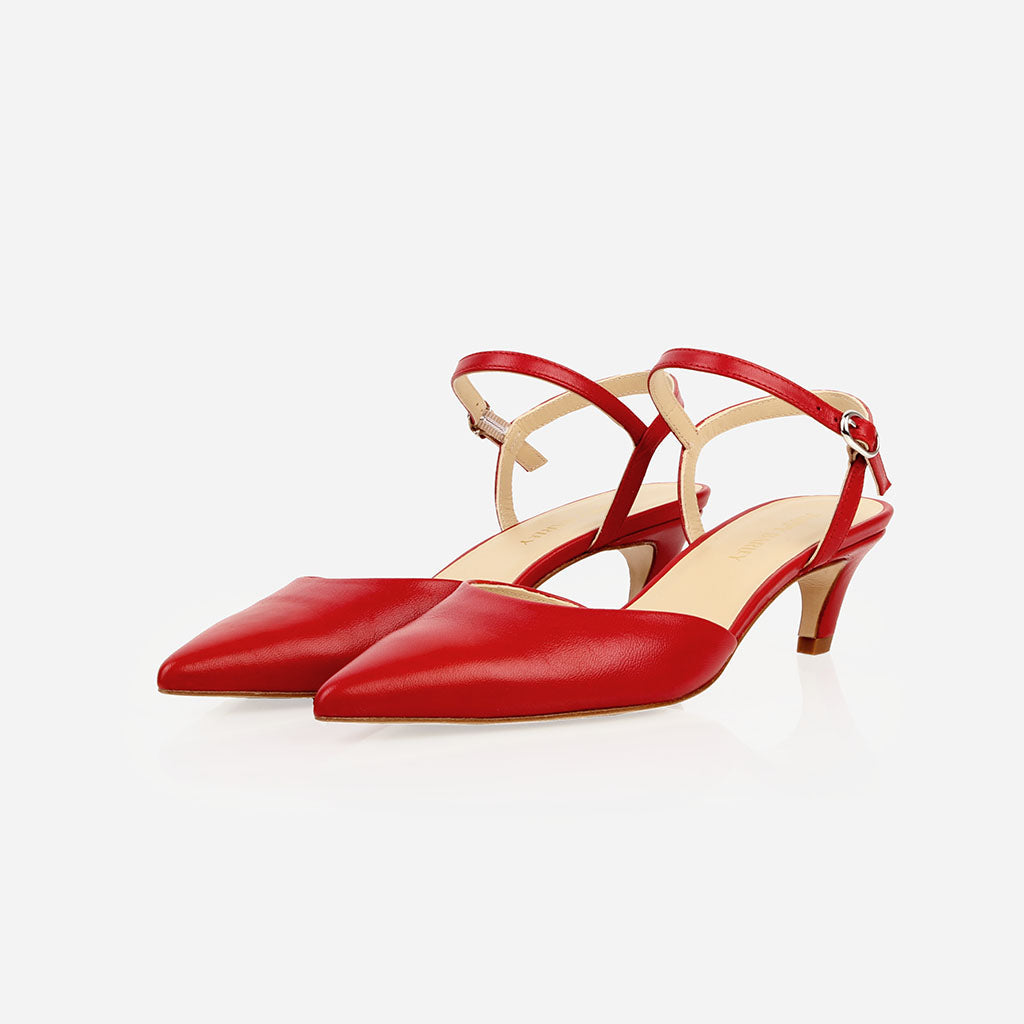 The Claire Kitten Heel Racing Red