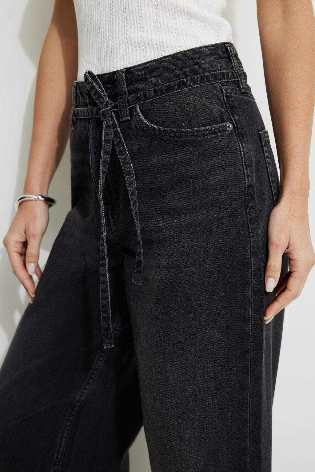 Jean baggy à cordon de serrage