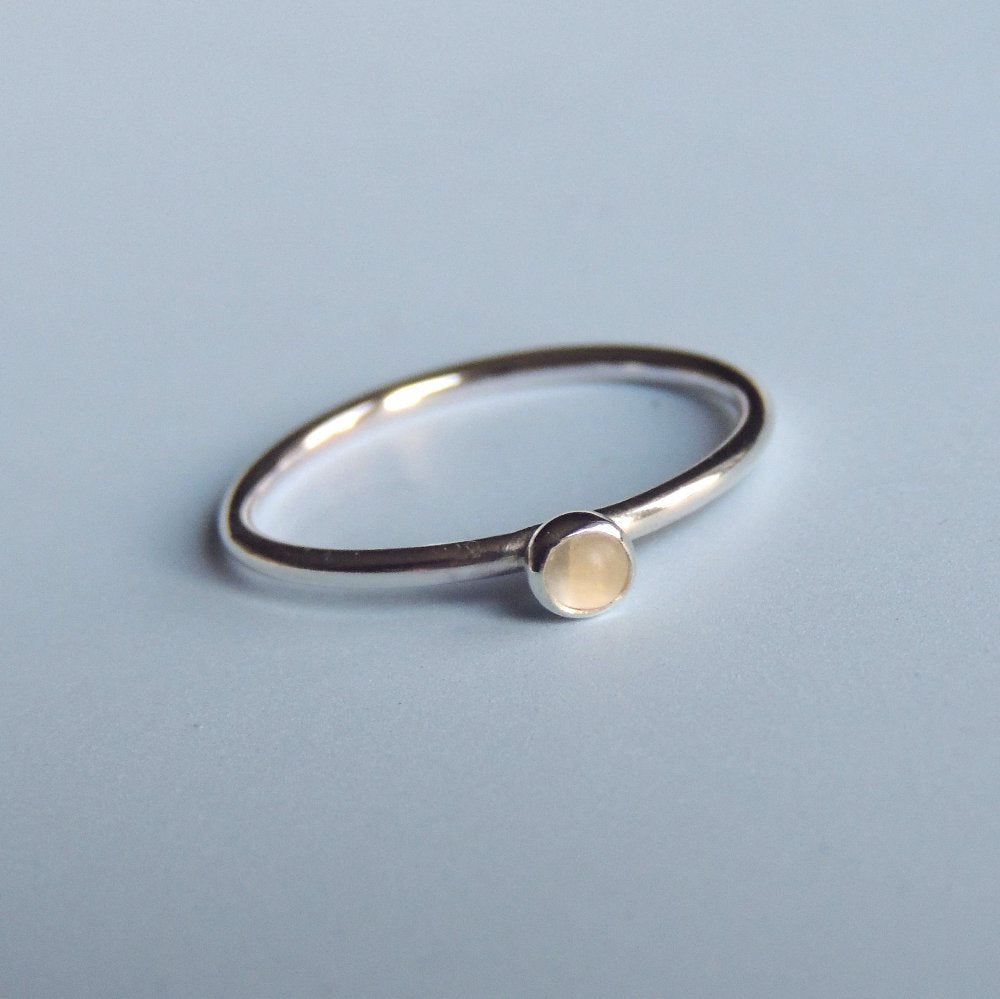 Moonstone Ring Sterling Silver Stacking Ring White Stone Ring