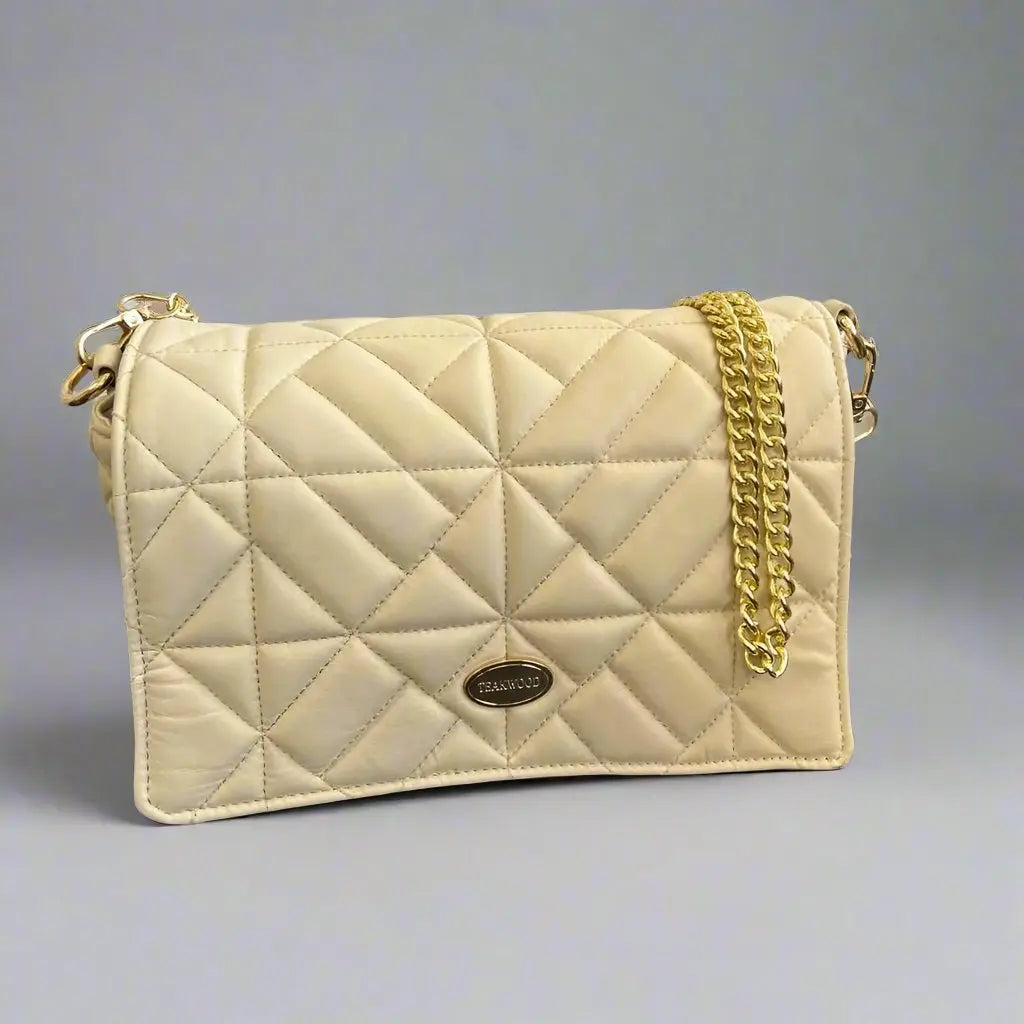 Quilted Soft Leather Crossbody Bag with Chain Strap