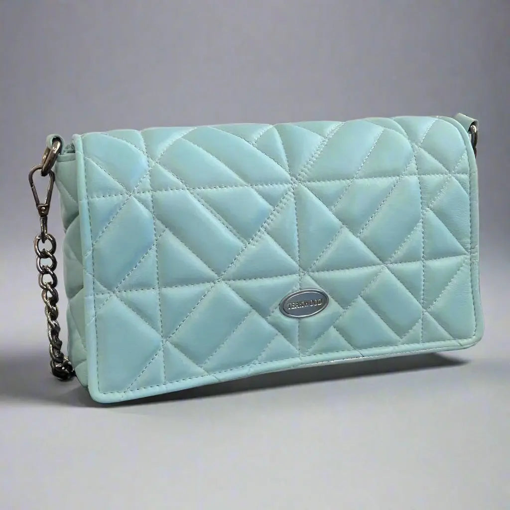 Quilted Soft Leather Crossbody Bag with Chain Strap