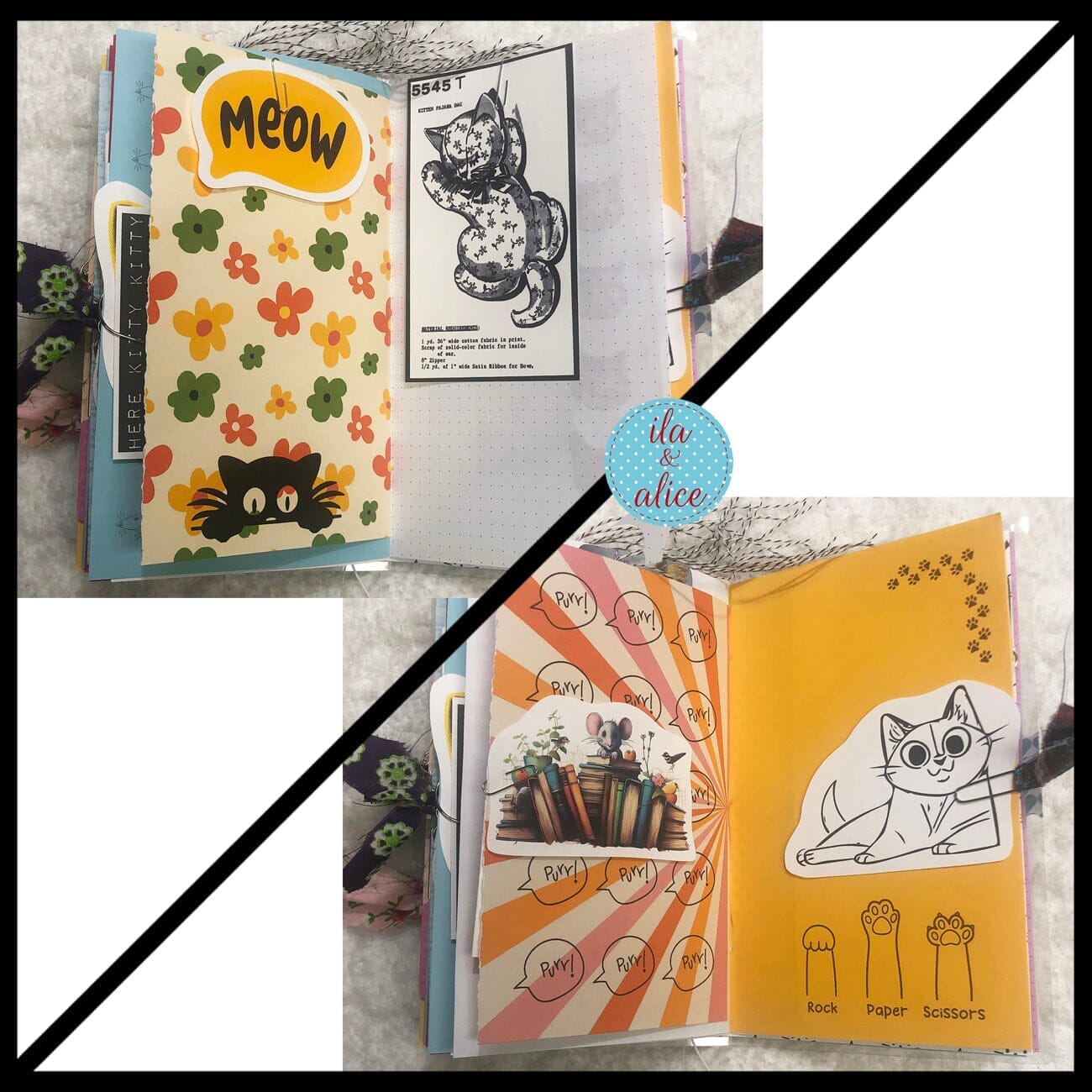 Cute Cat Junk Journal with Lovely Orange Cat in a Meadow