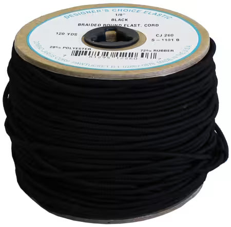White Round Cord Elastic 1/8"
