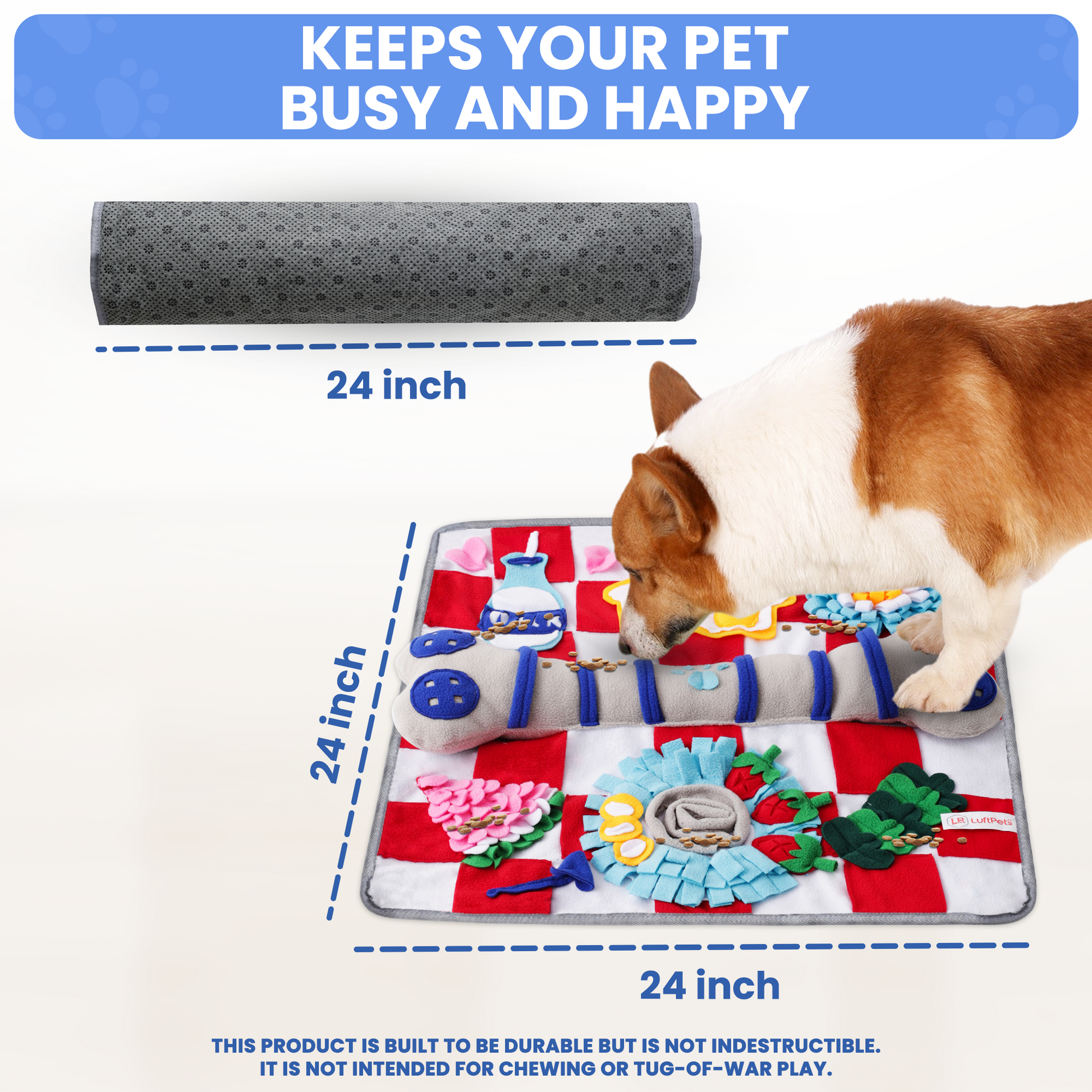 Tapis à renifler couineur pour chiens – Jeu interactif de recherche de nourriture, 61 cm