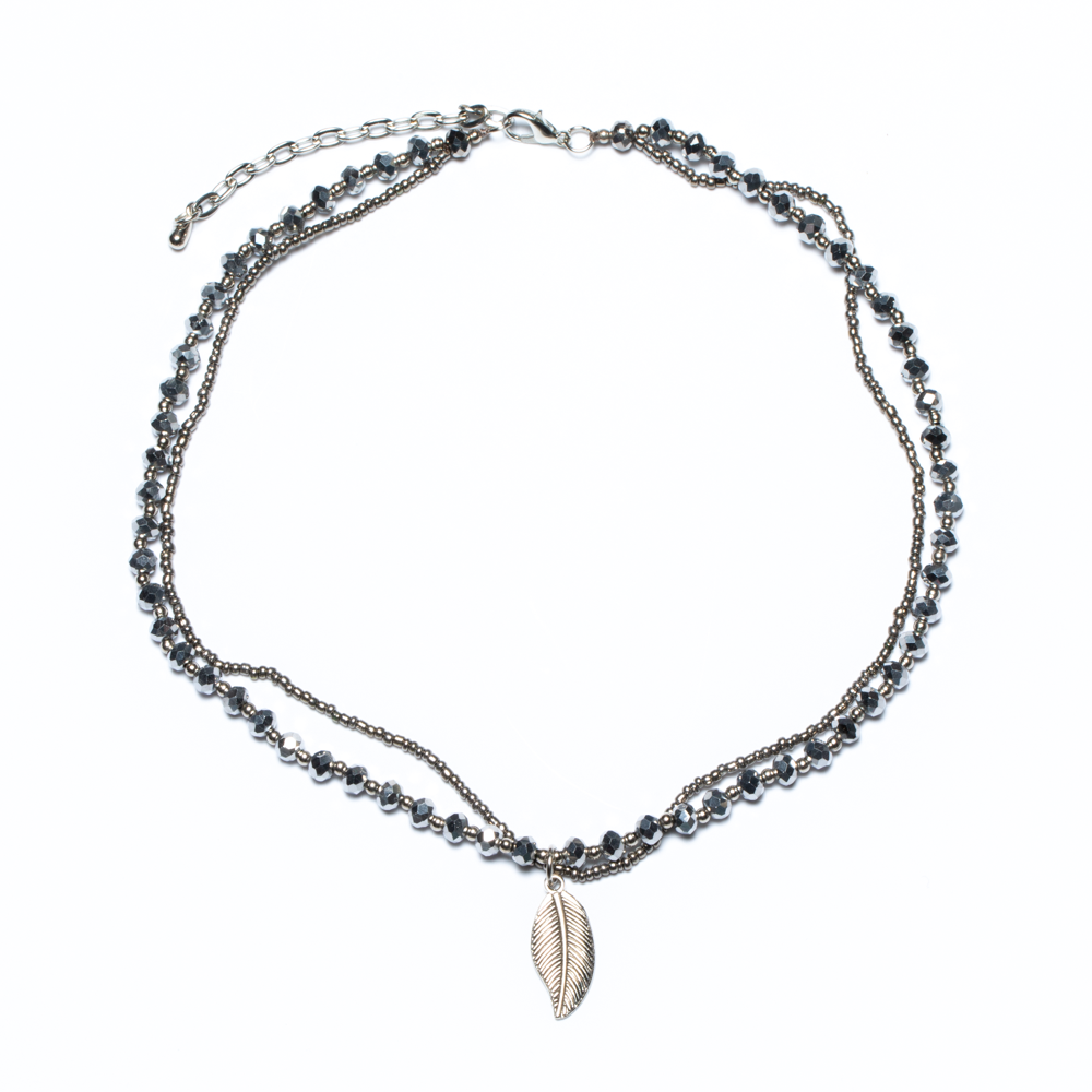 Double Strand Crystal Bead Necklace With Charms