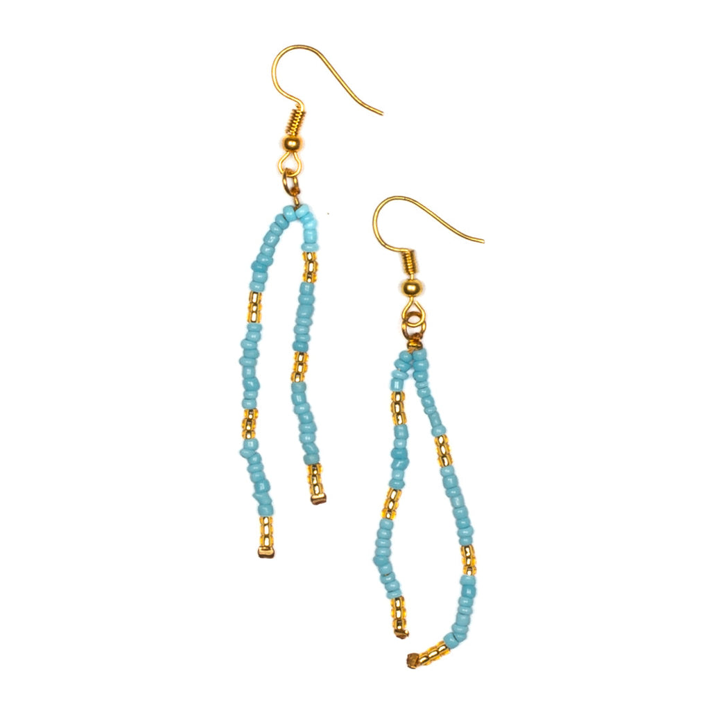 Double Drop Seed Bead Earrings With Gold Accents