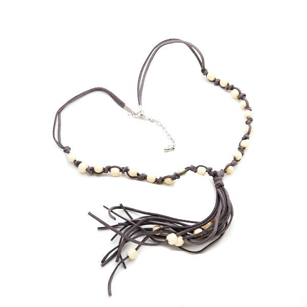 Suede Ball & Knot Necklace