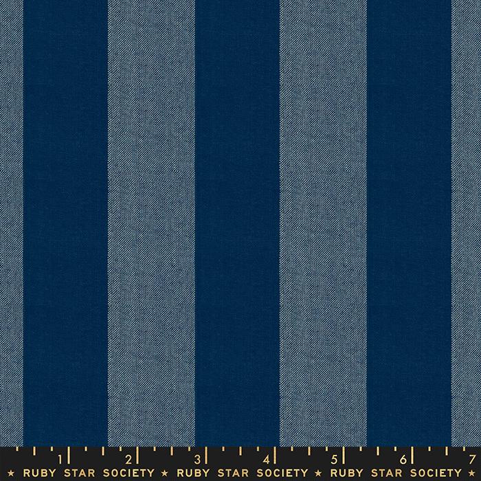 Warp & Weft Heirloom Wovens - Navy Wide Stripe, 1/4 yard
