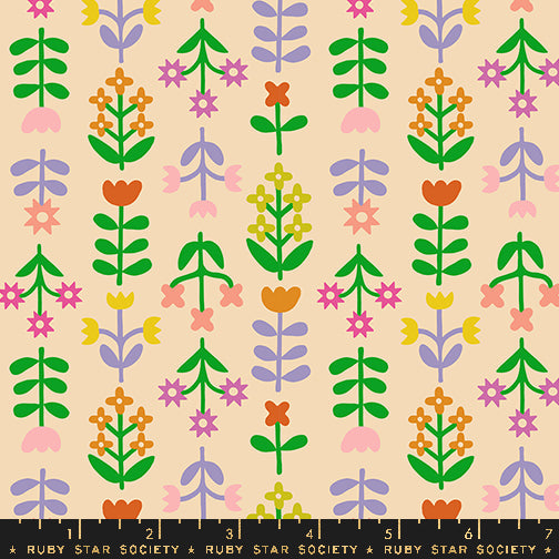 RSS Favorite Flowers Meadow in Vintage Paper; 1/4 yard