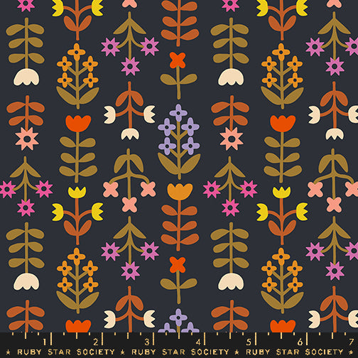 RSS Favorite Flowers Meadow in Soft Black; 1/4 yard