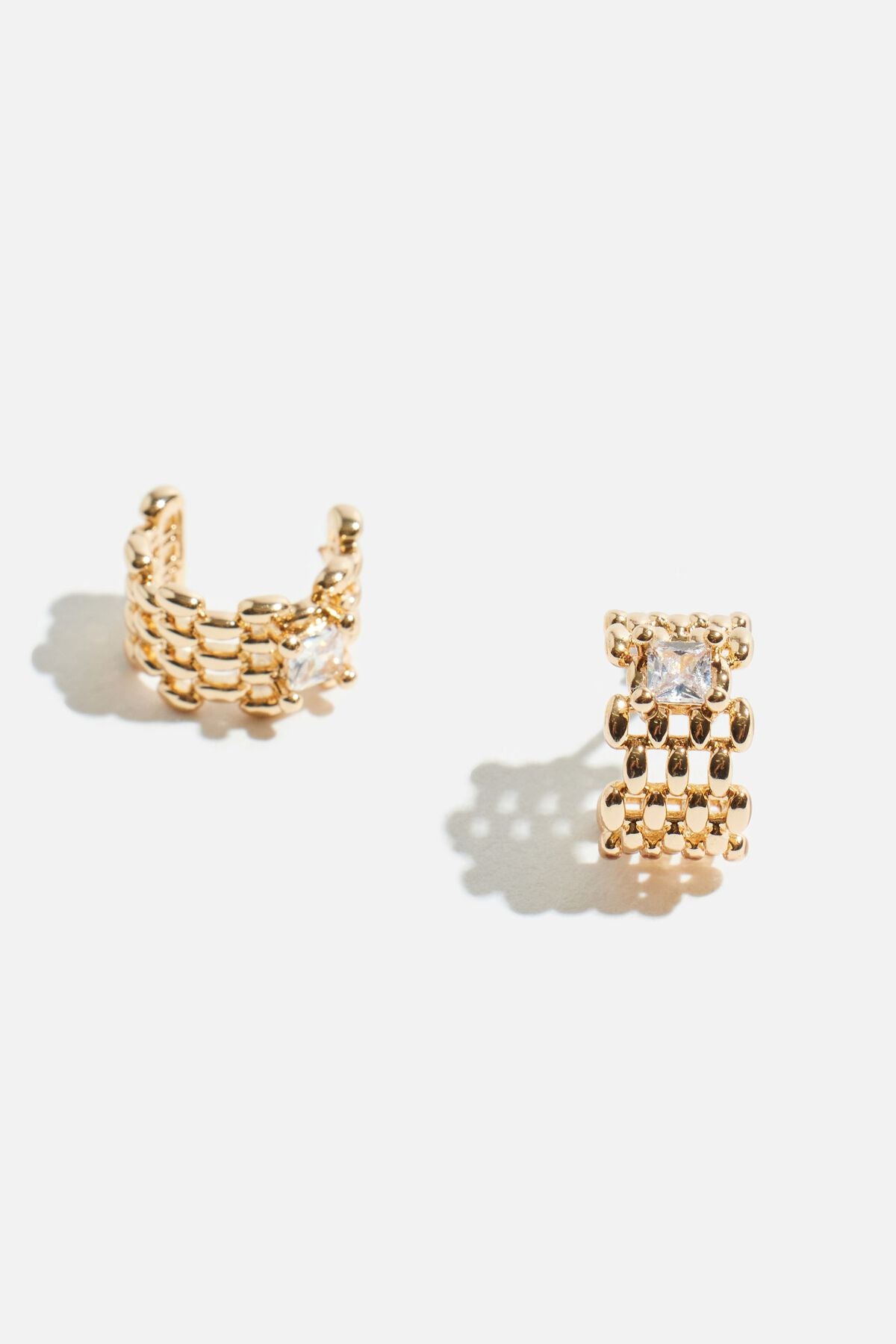 Boucles d'oreilles mini-chaînes à pierres précieuses