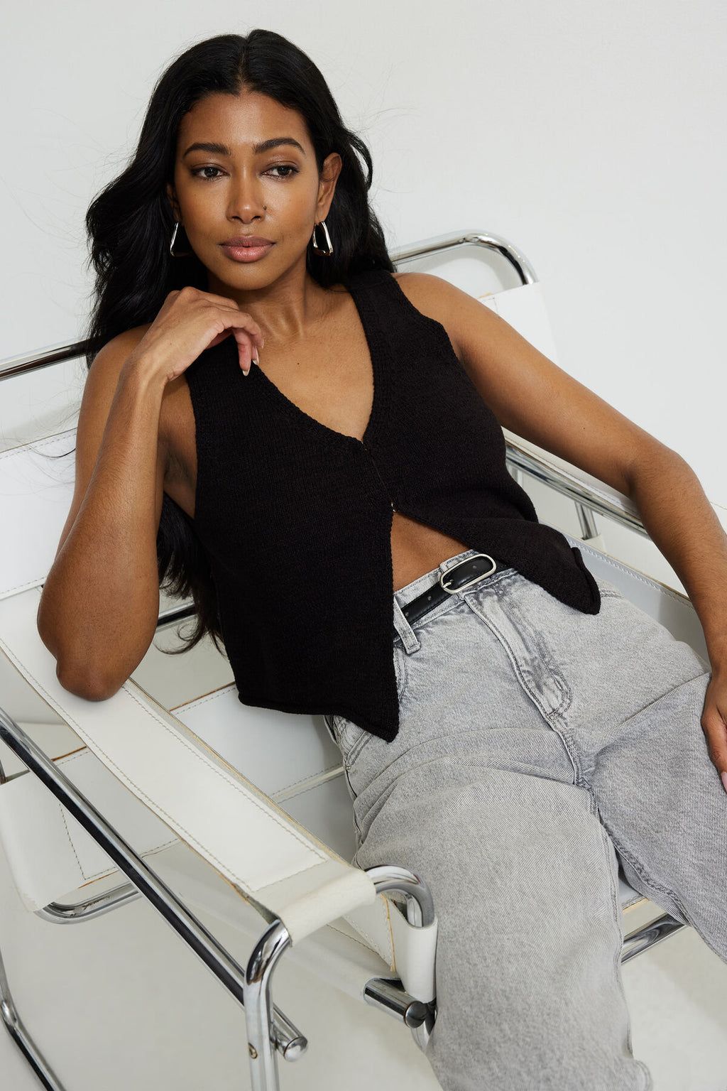 Gilet en tricot à trou de serrure