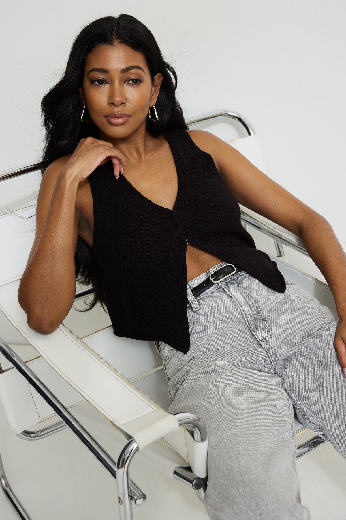 Gilet en tricot à trou de serrure