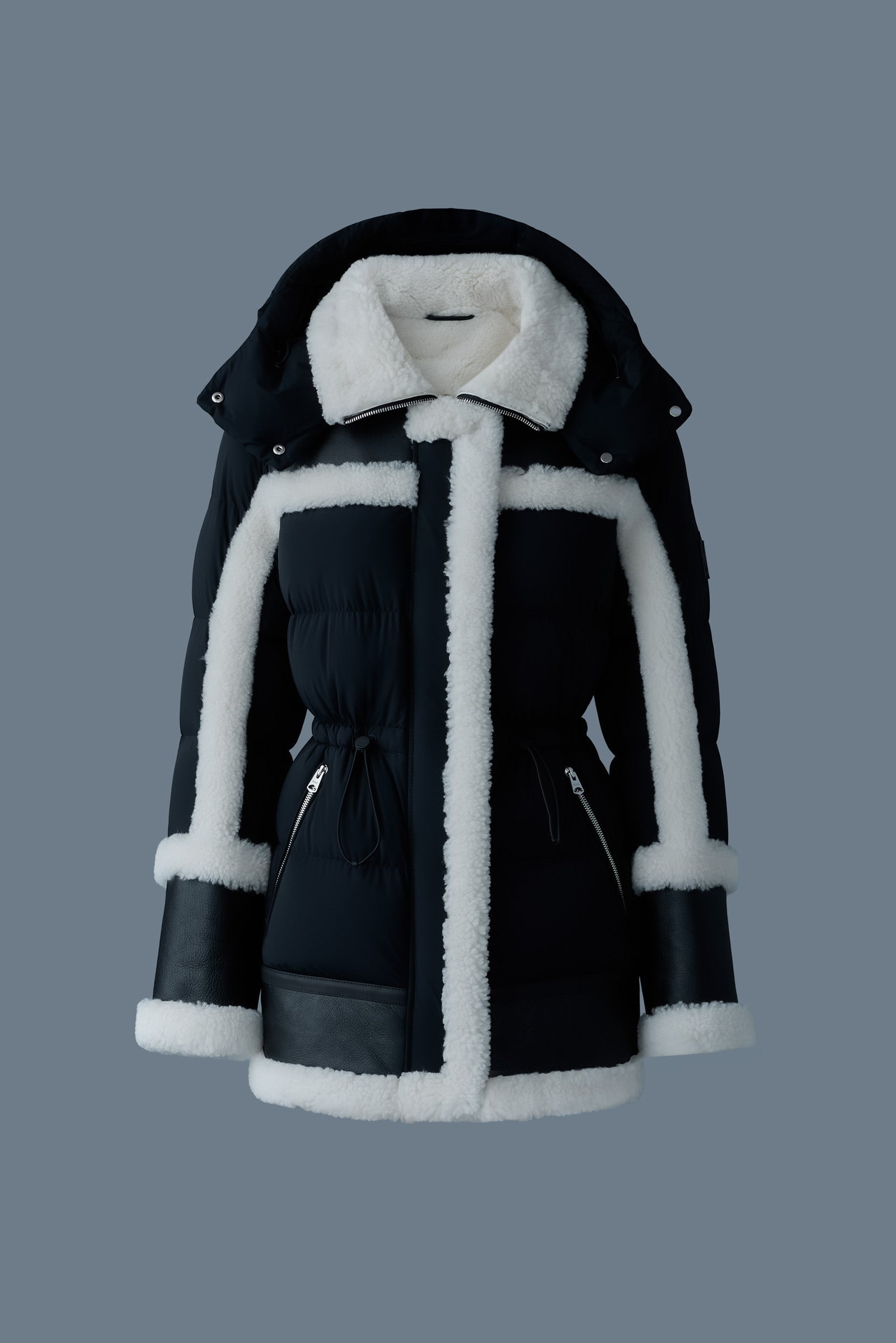 LILIBETH Parka en duvet et peau lainée mixte