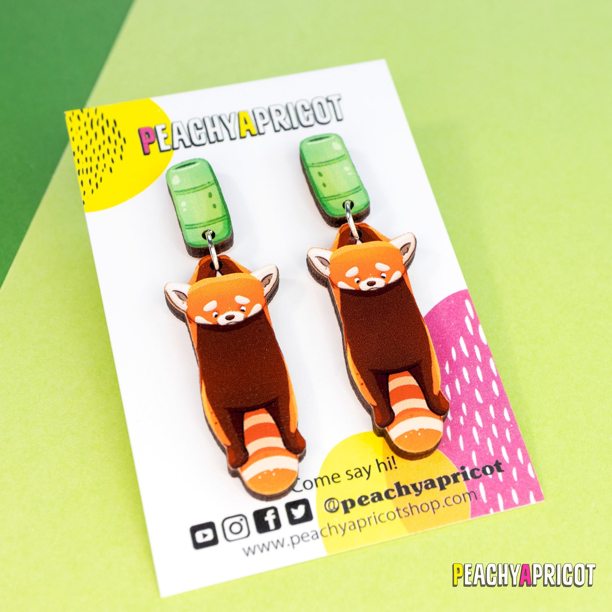 Boucles d'oreilles pendantes panda roux