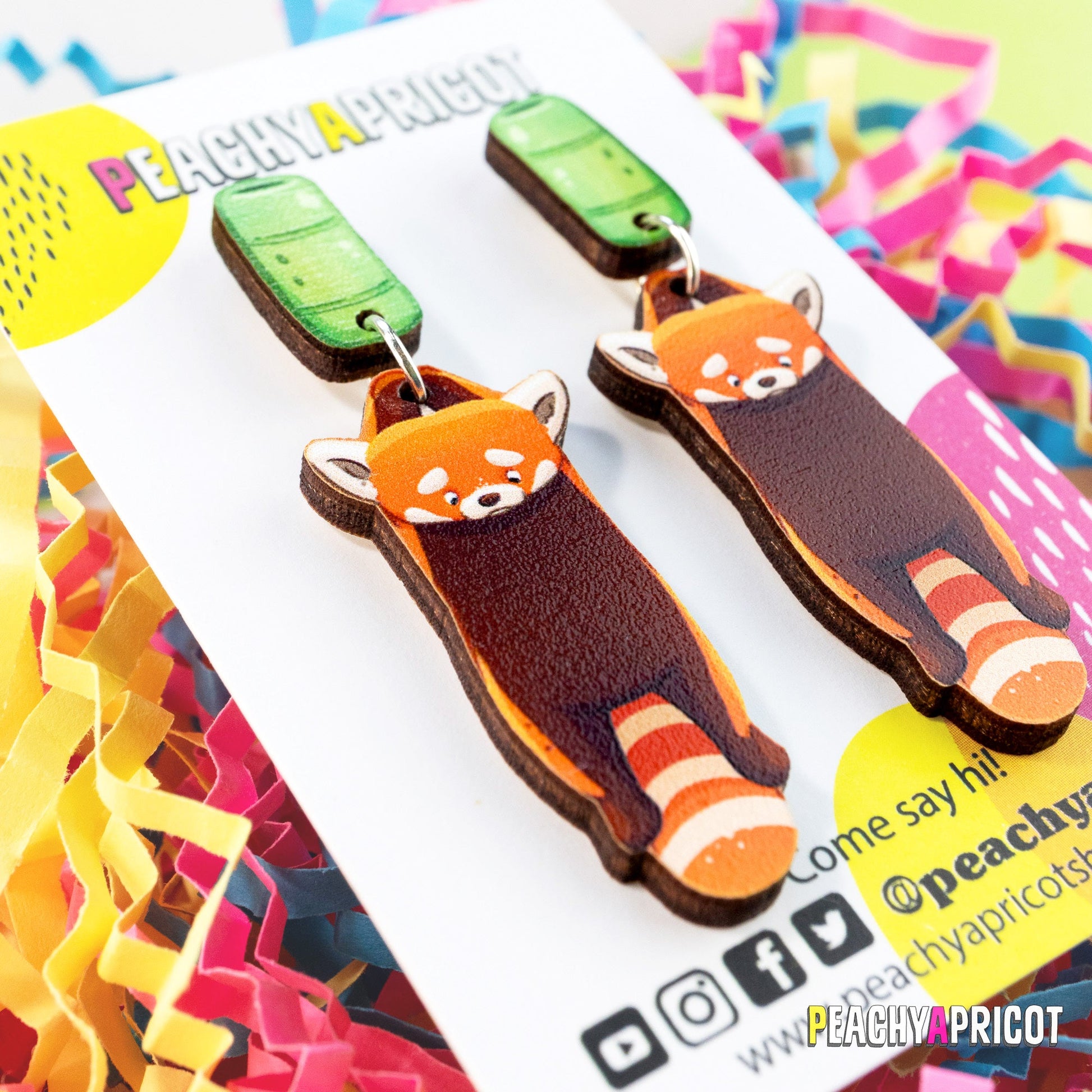 Boucles d'oreilles pendantes panda roux