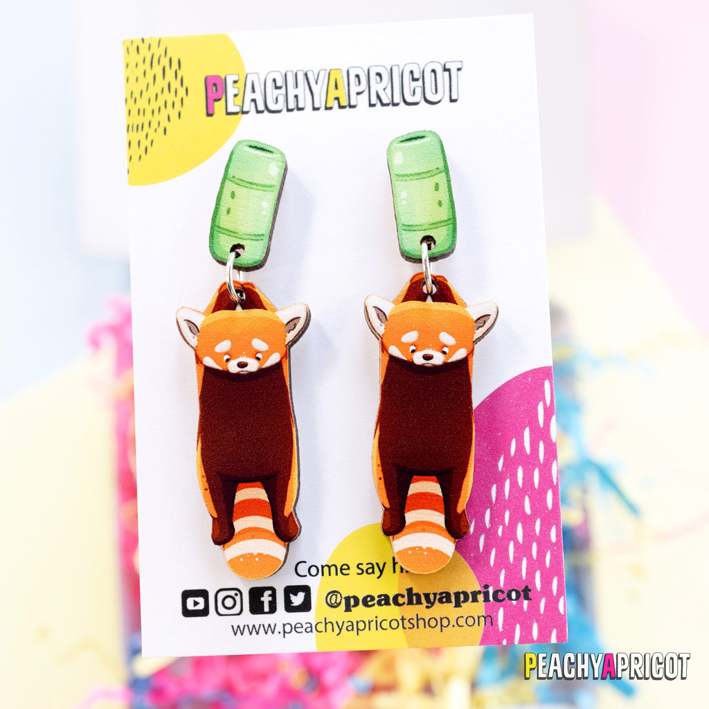 Boucles d'oreilles pendantes panda roux