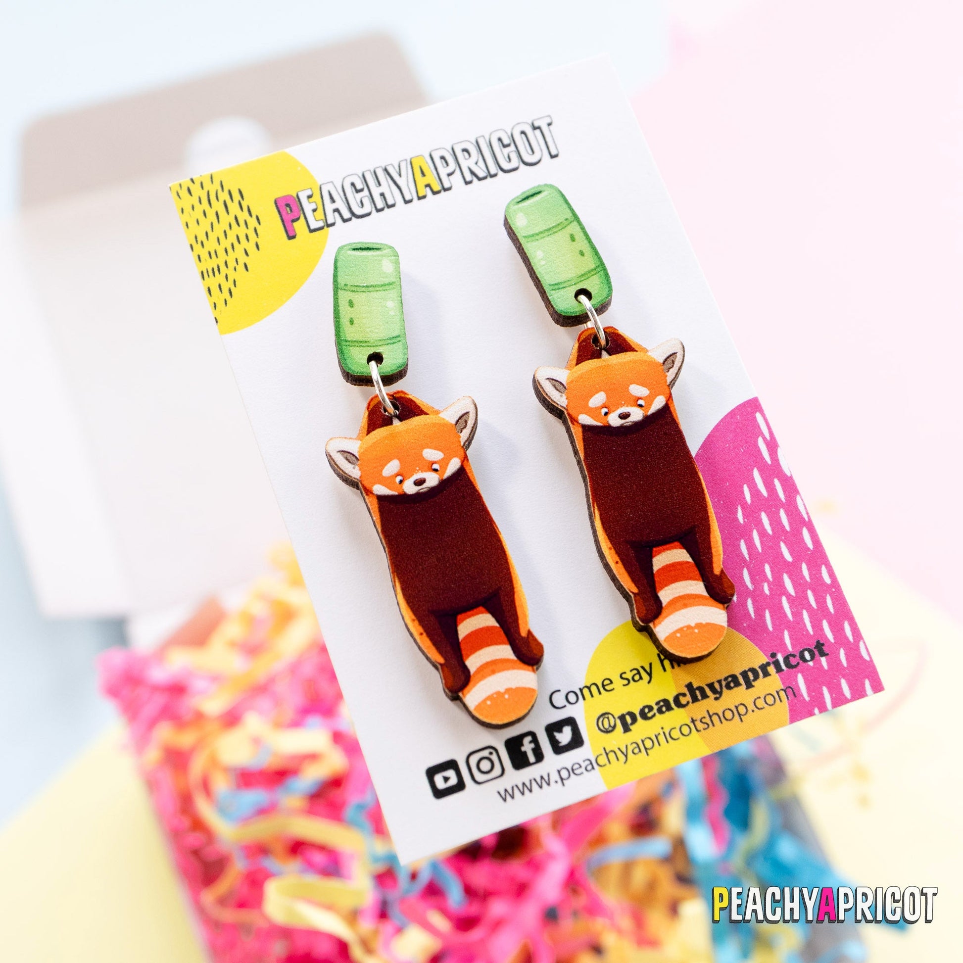 Boucles d'oreilles pendantes panda roux