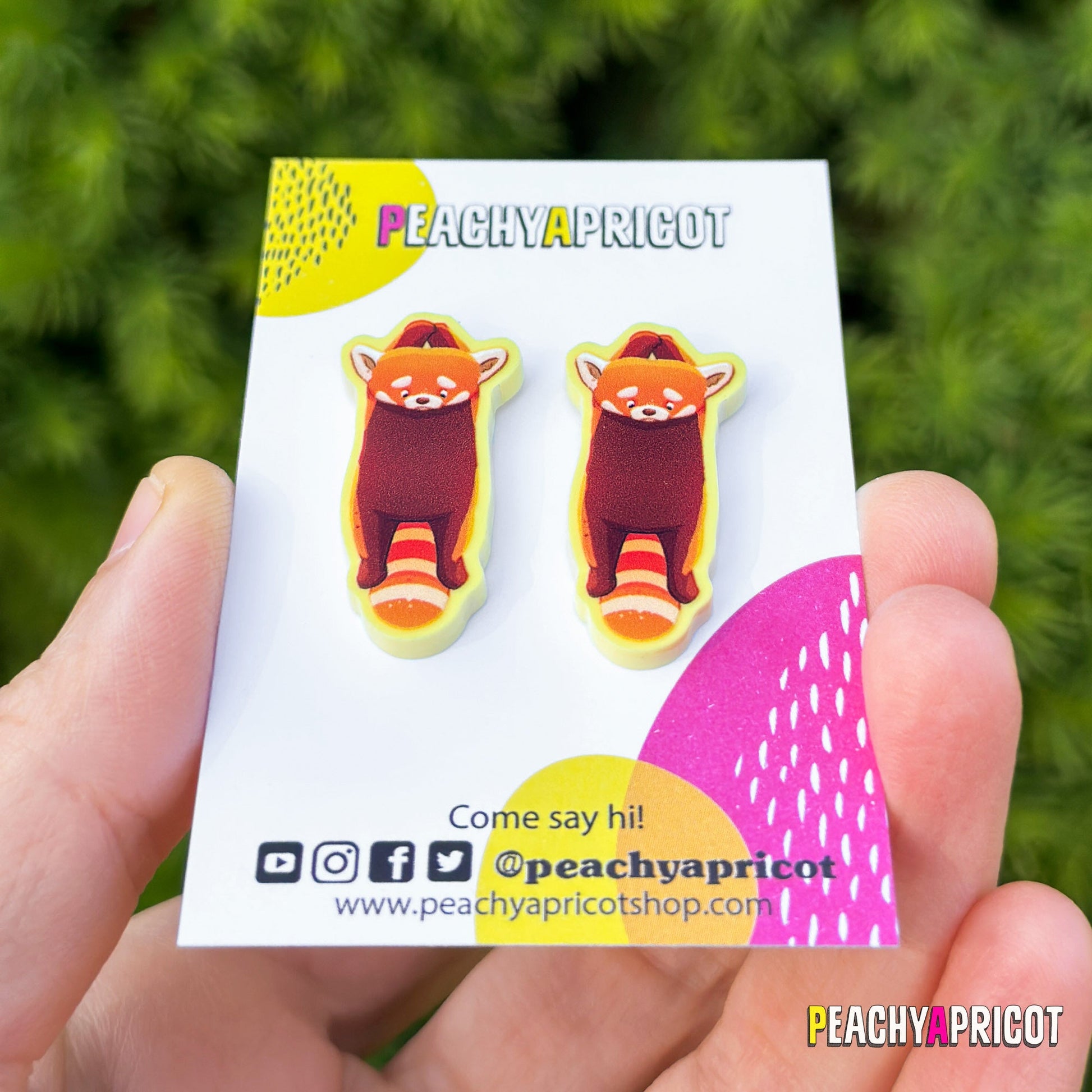 Boucles d'oreilles en acrylique Panda roux