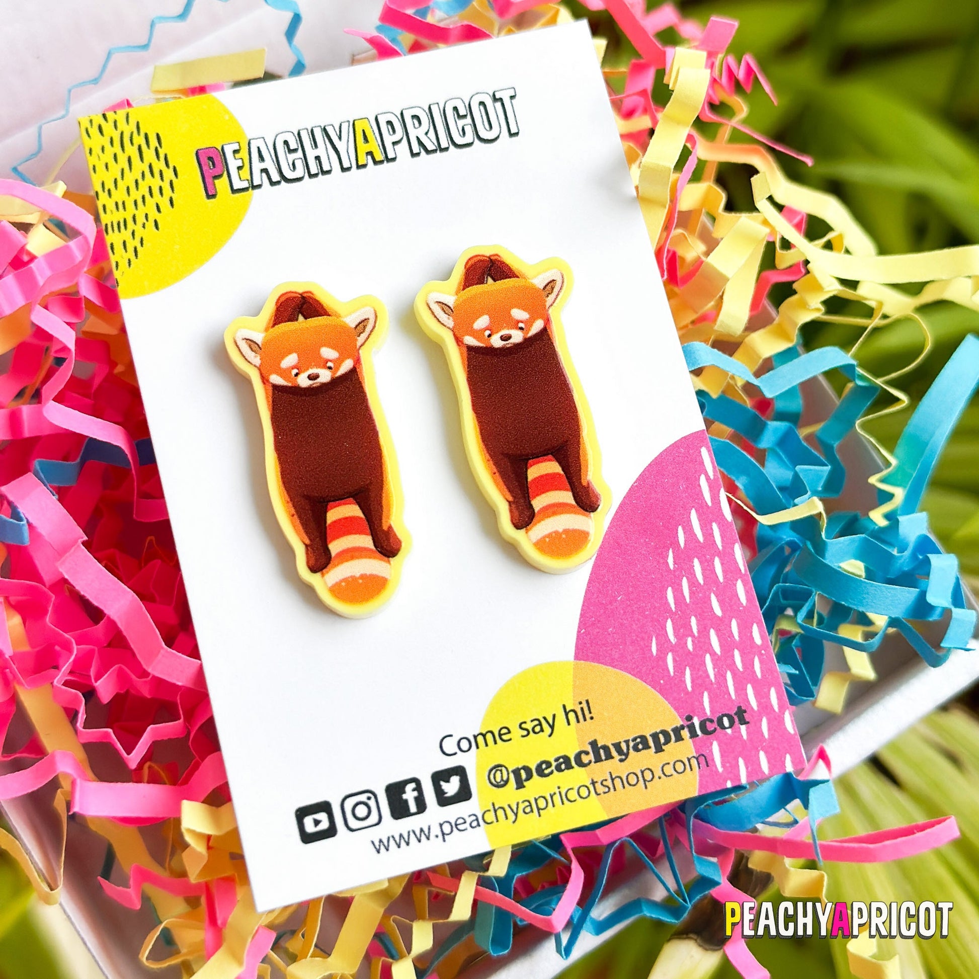 Boucles d'oreilles en acrylique Panda roux