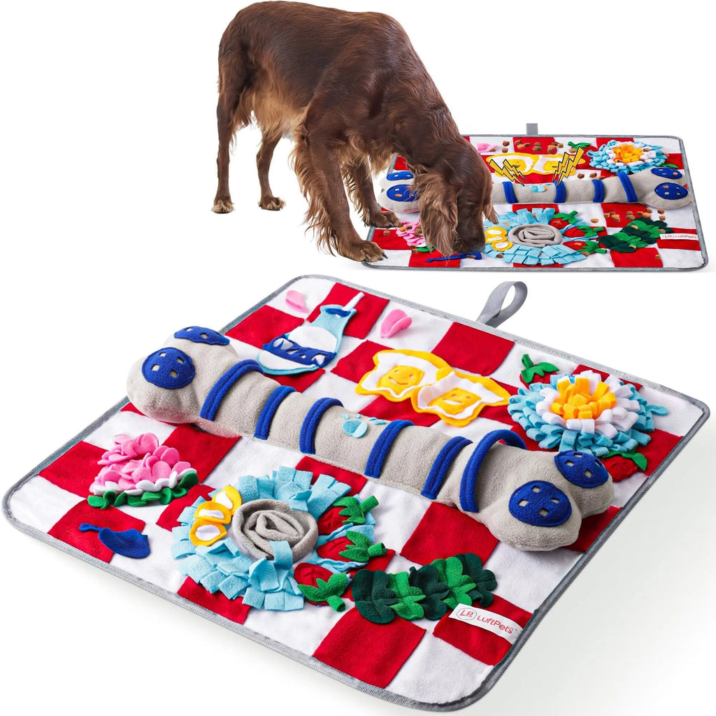Squeaky Bone Snuffle Mat for Dogs – Interactive Foraging Fun, 24"- RETAIL LUFTPETS