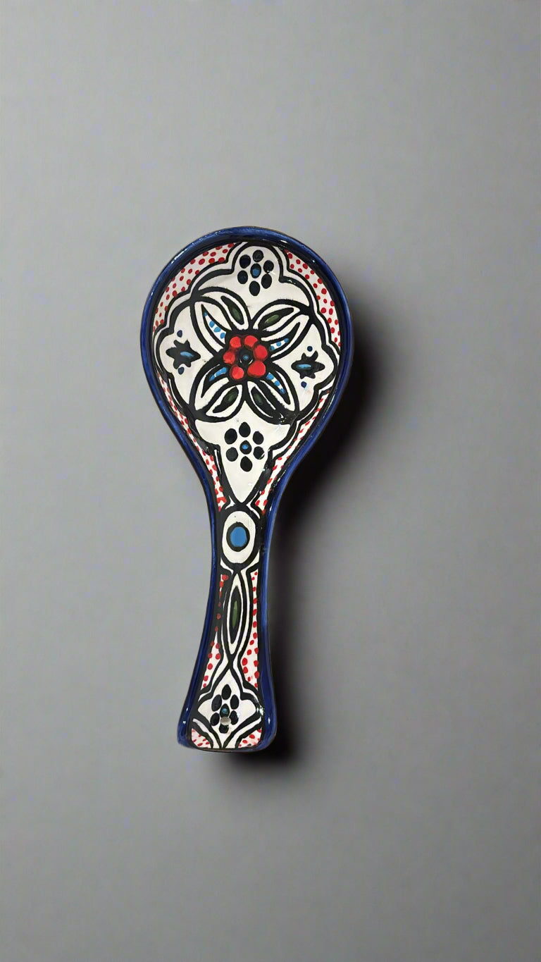 Handcrafted Ceramic Spoon Rest – Wide Mouth Size | Multiple Patterns