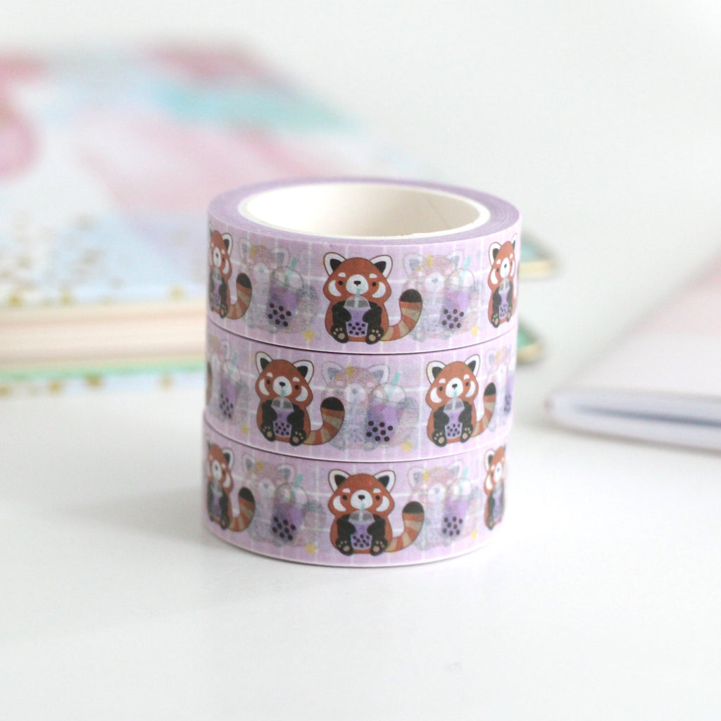 Red Panda Washi Tape. Bubble Tea / Boba Washi Tape