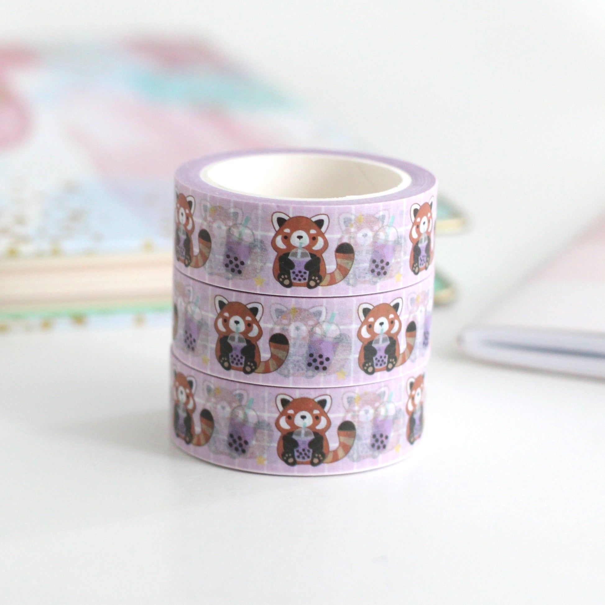 Red Panda Washi Tape. Bubble Tea / Boba Washi Tape