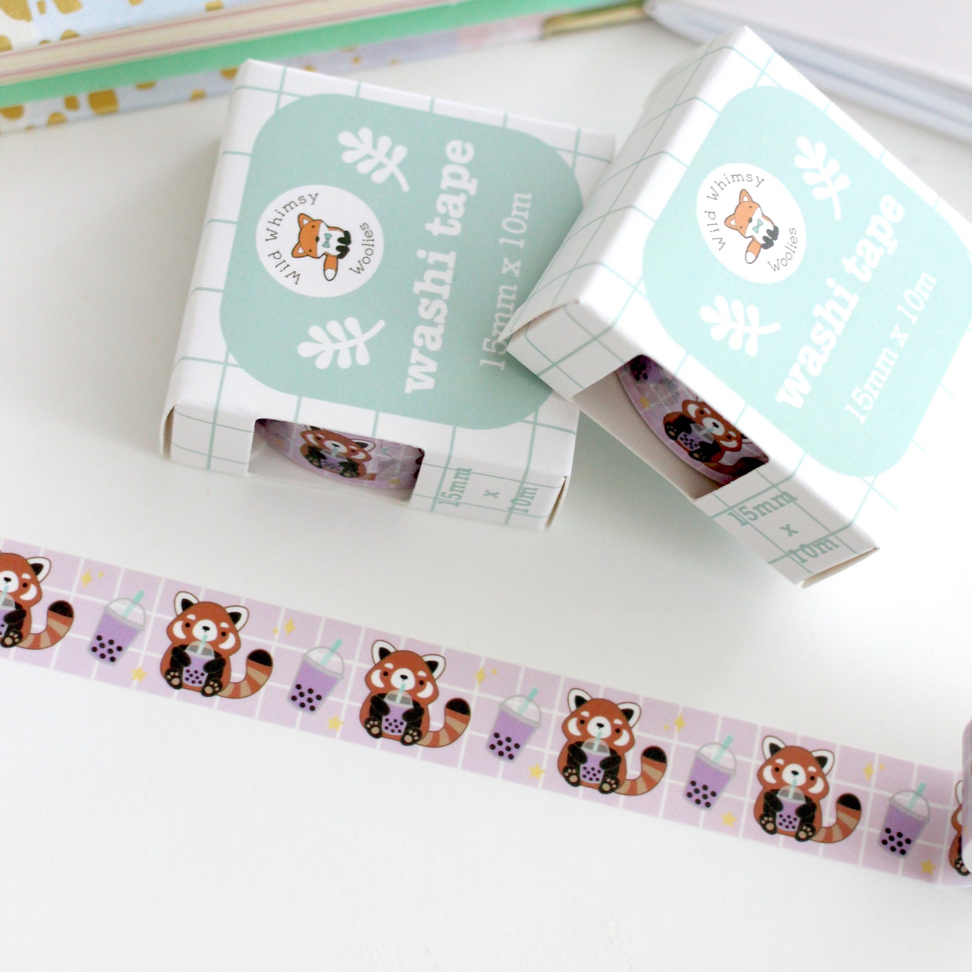 Red Panda Washi Tape. Bubble Tea / Boba Washi Tape