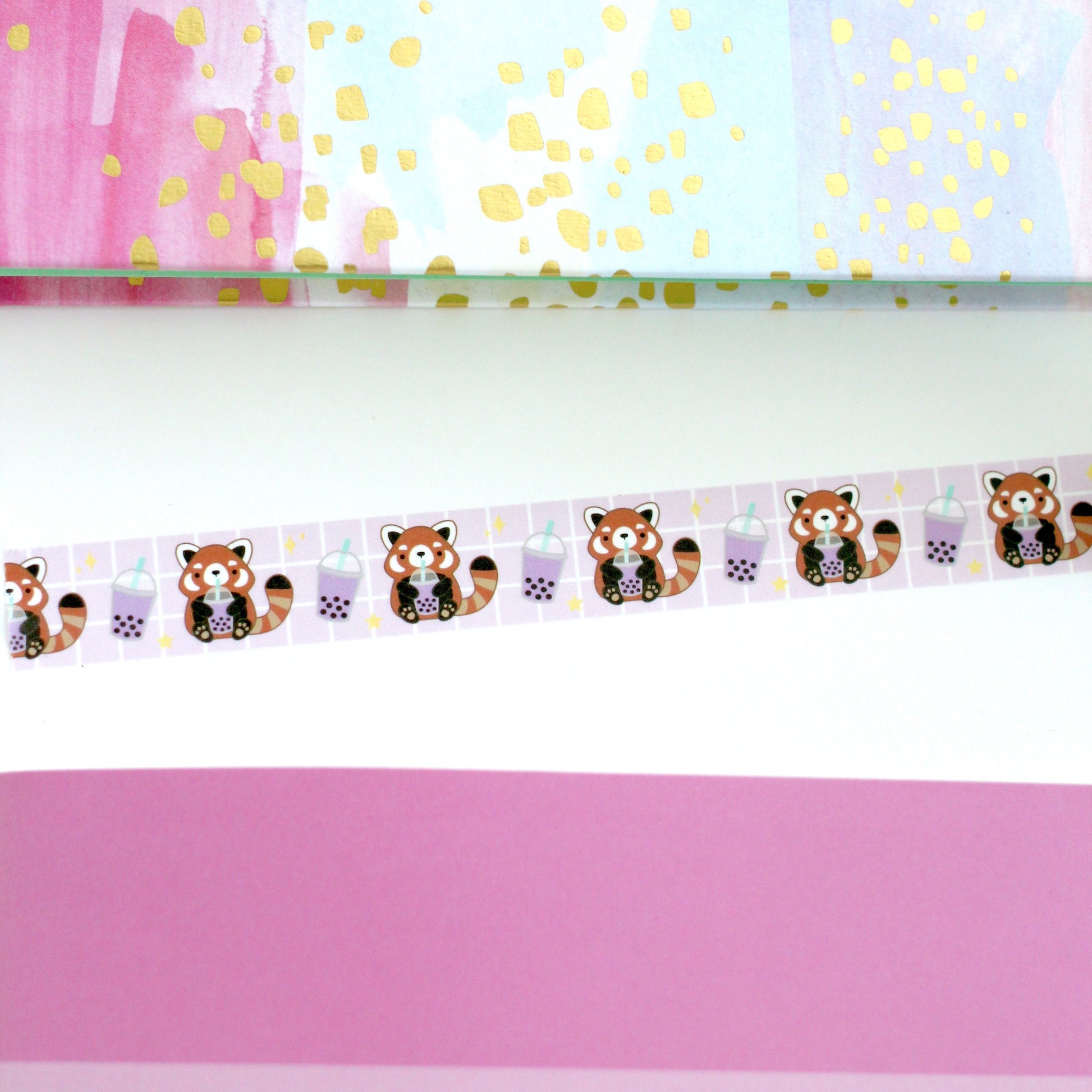 Red Panda Washi Tape. Bubble Tea / Boba Washi Tape