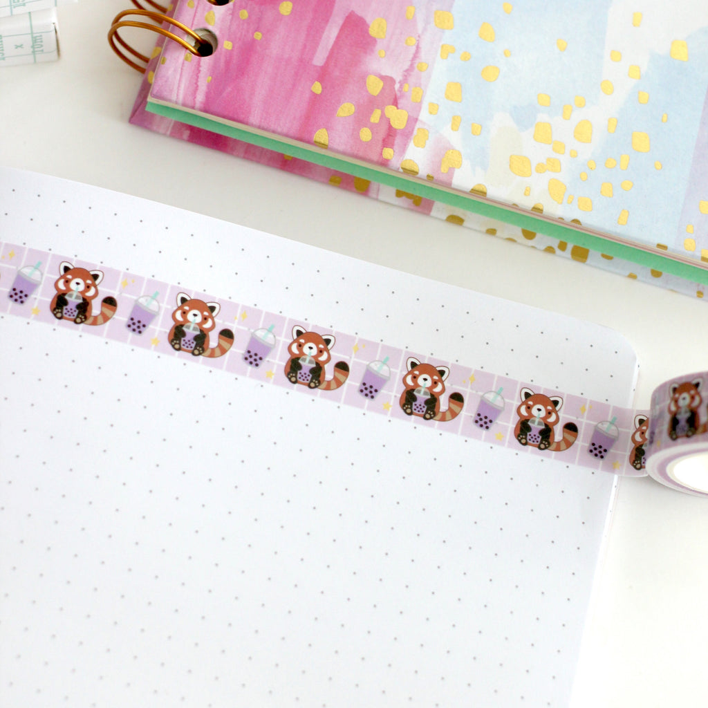 Red Panda Washi Tape. Bubble Tea / Boba Washi Tape