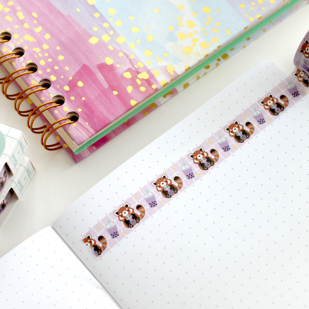 Red Panda Washi Tape. Bubble Tea / Boba Washi Tape