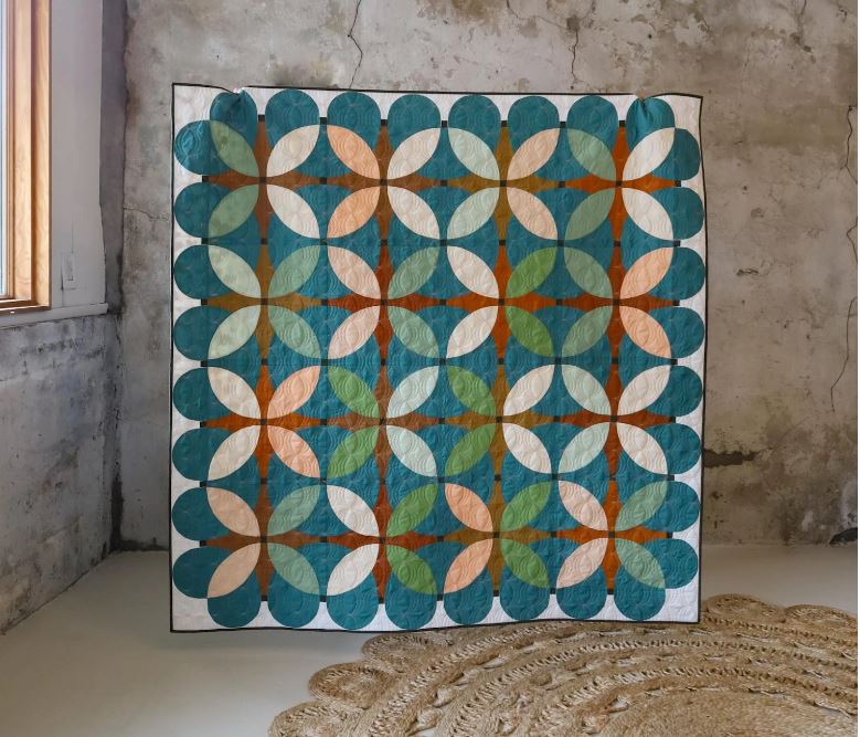 Retro Blossoms Quilt Kit - Hemlock version