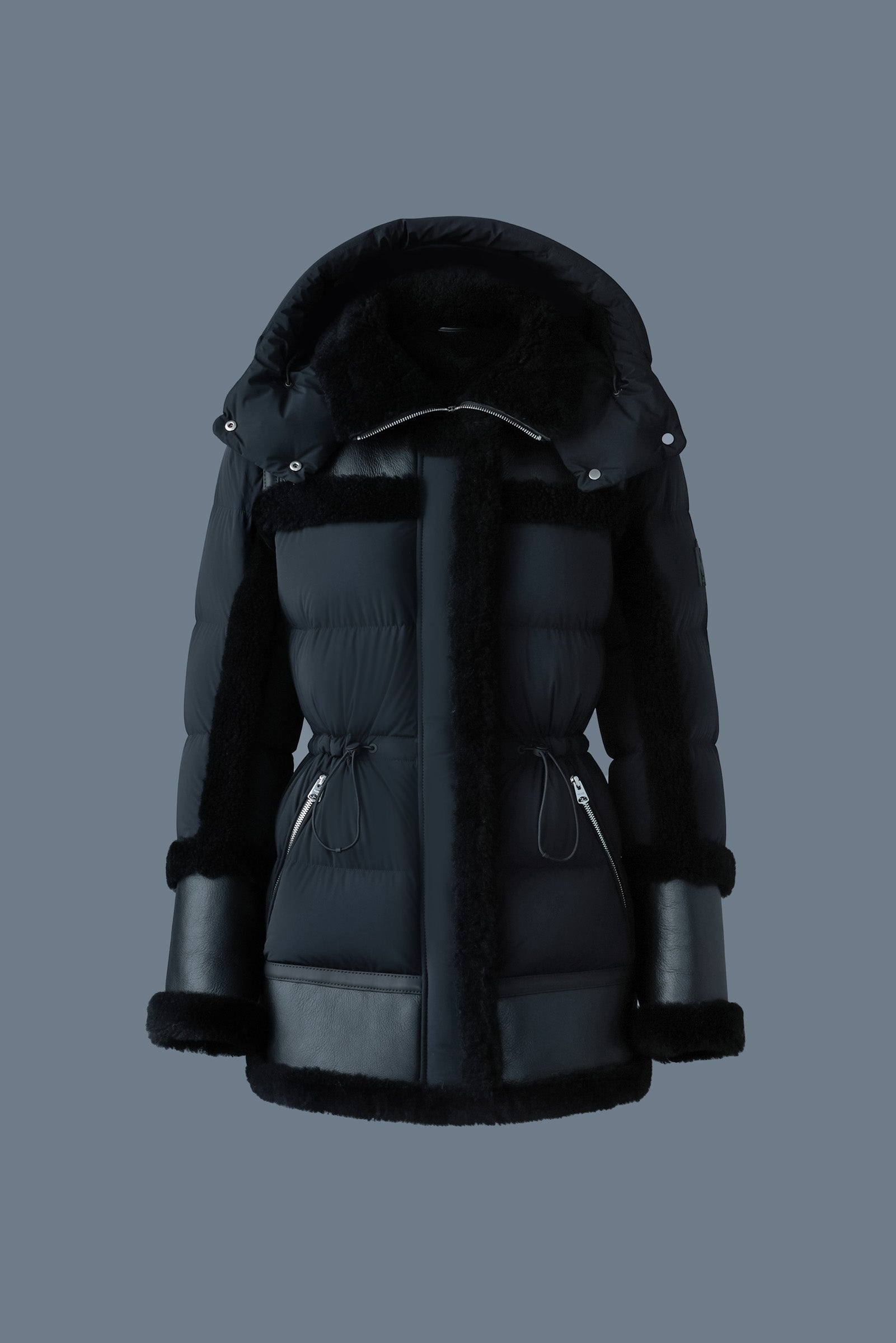 LILIBETH Parka en duvet et peau lainée mixte