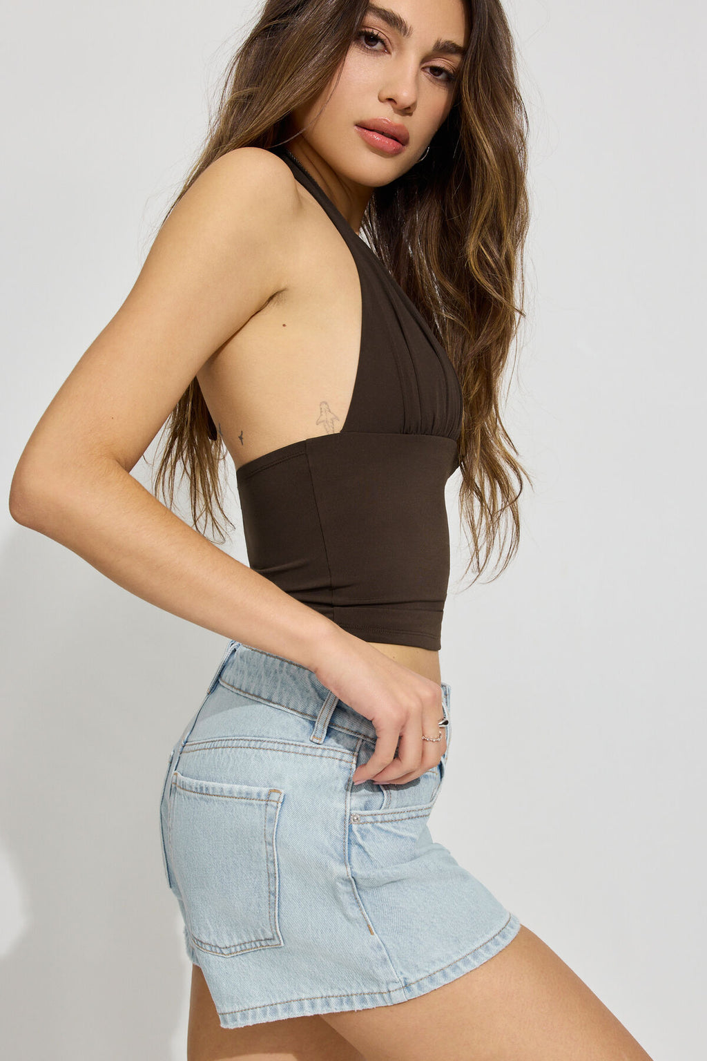 Short en jean coupe trapèze décontracté