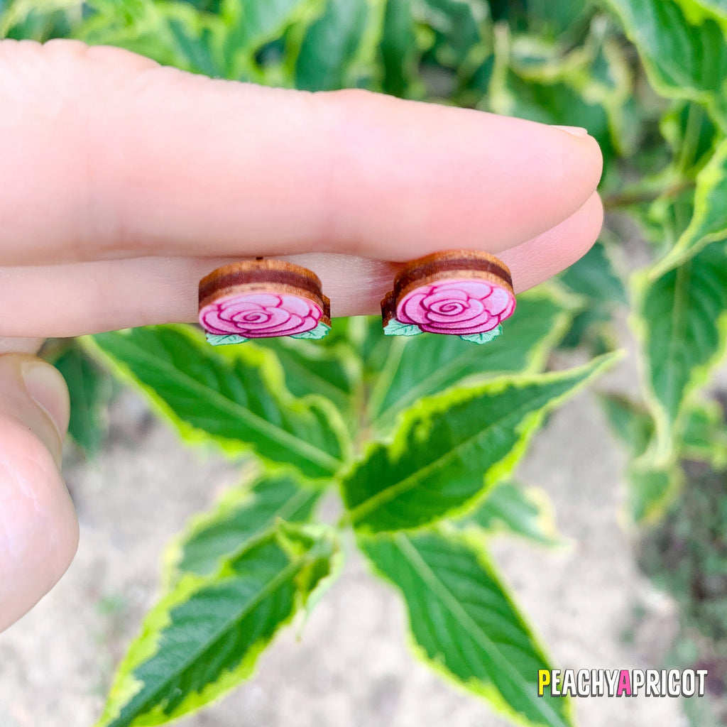 Boucles d'oreilles roses roses