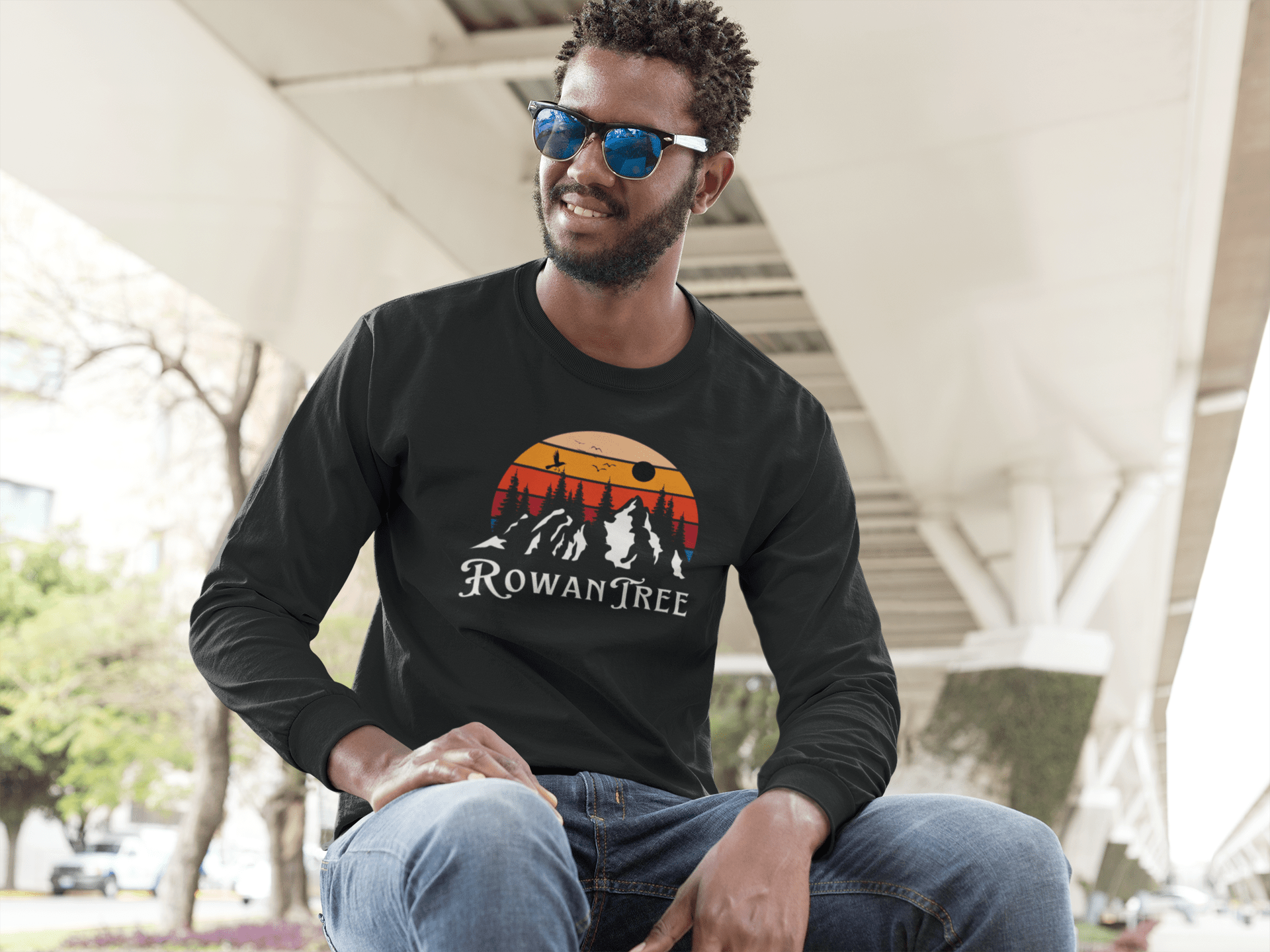 RowanTree Mountains Unisex Long Sleeve Tee – Ocean Cleanup Impact, Sustainable