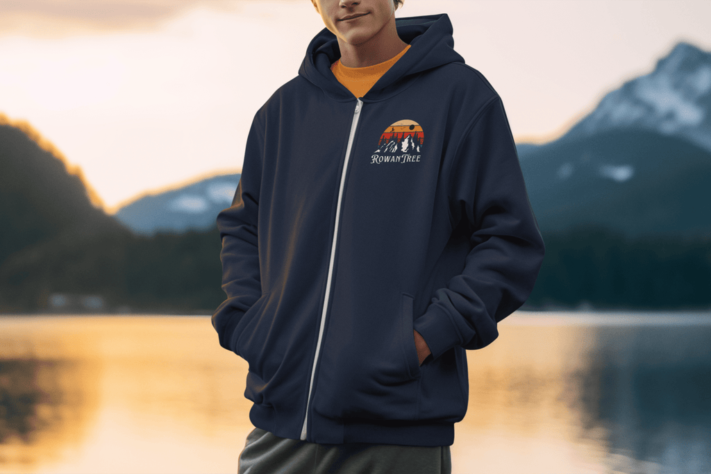 RowanTree Mountains Unisex Zip Hoodie