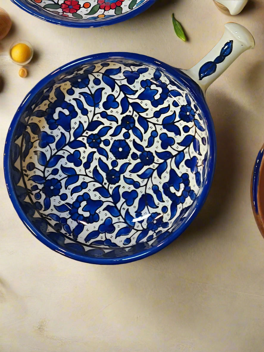Handmade Ceramic Serving Pan  6 Inch Appetizer & Snack Dish  Floral & Various Designs