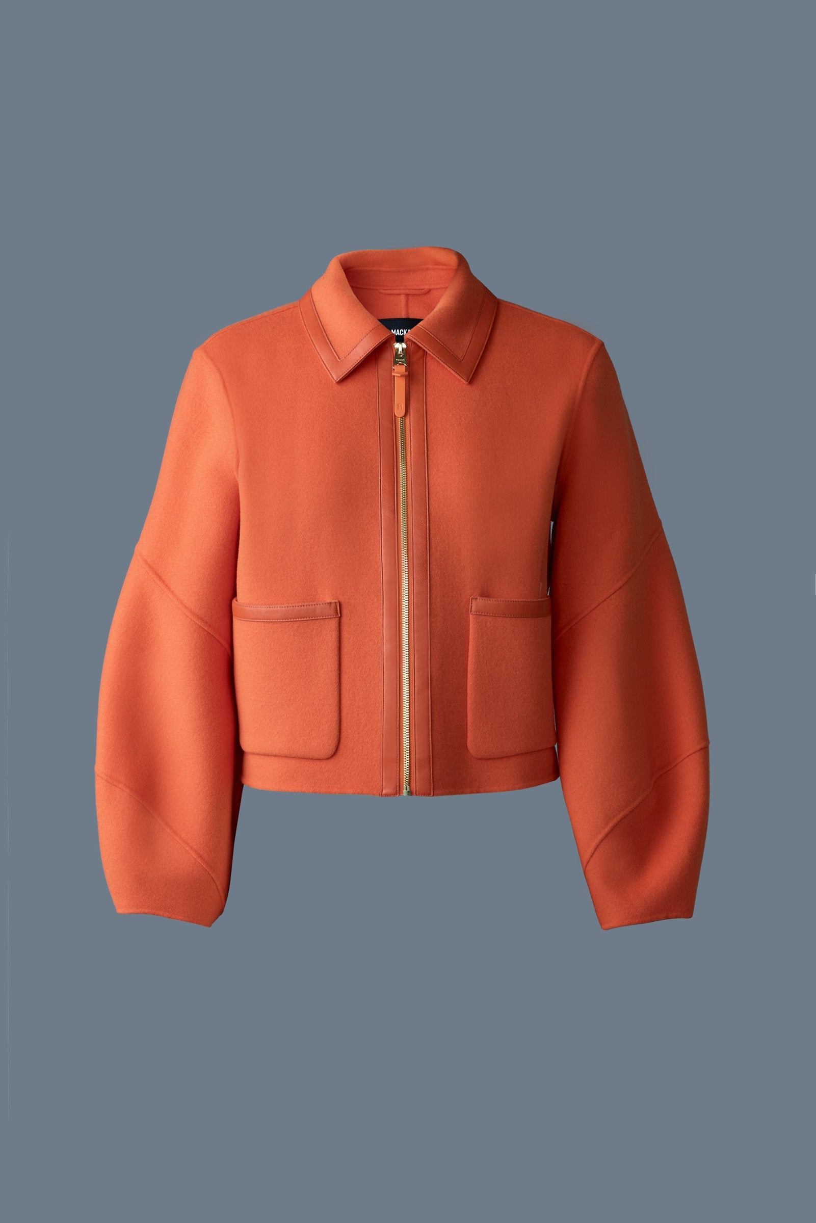 Veste courte à manches ballon en laine double face SOLANA