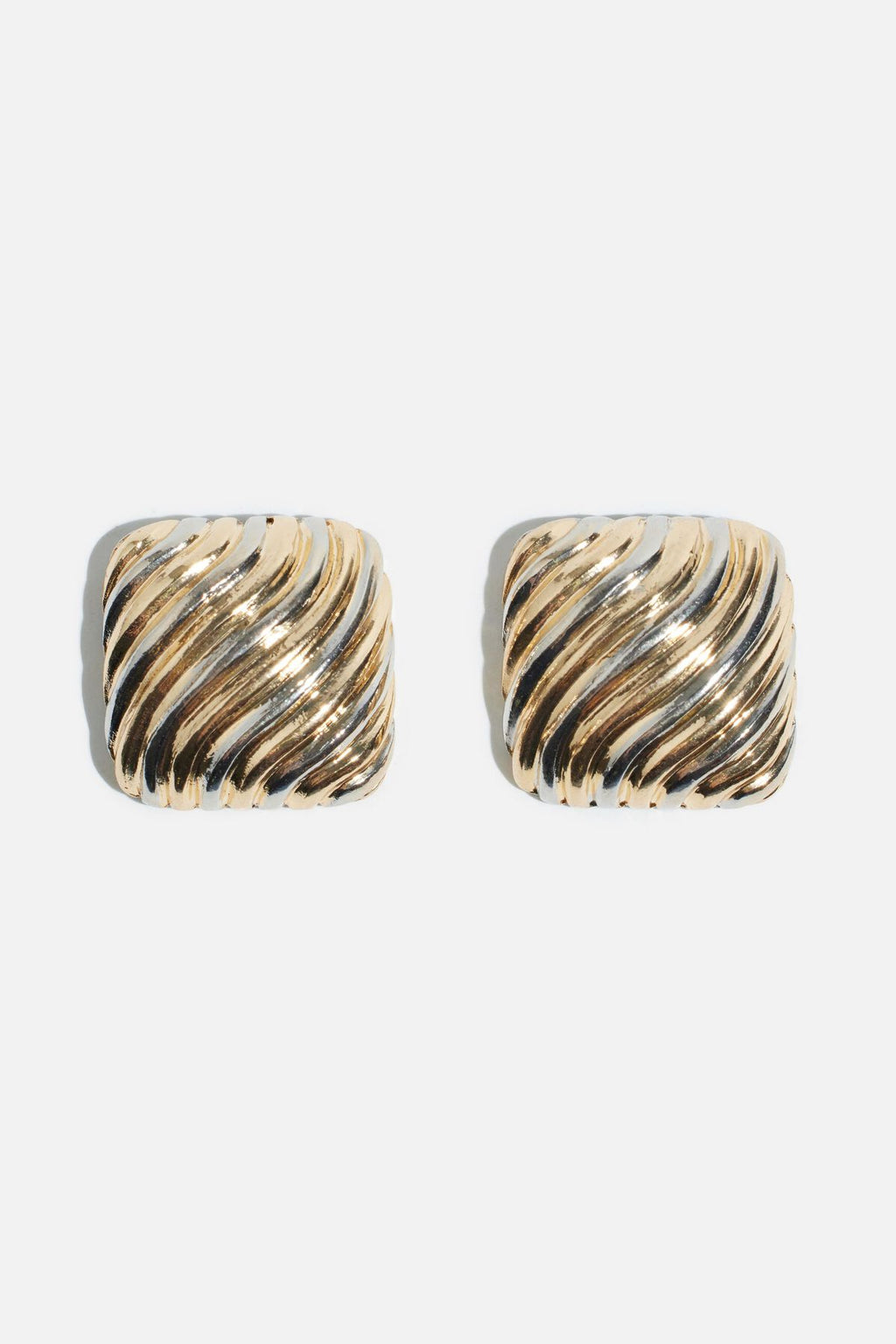 Boucles d'oreilles boutons carrés bicolores