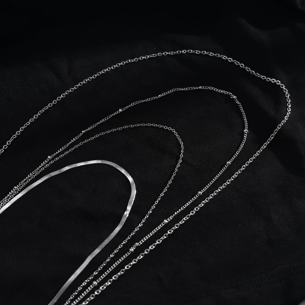SABRINA Four-Layer Multi Chain Necklace in Silver