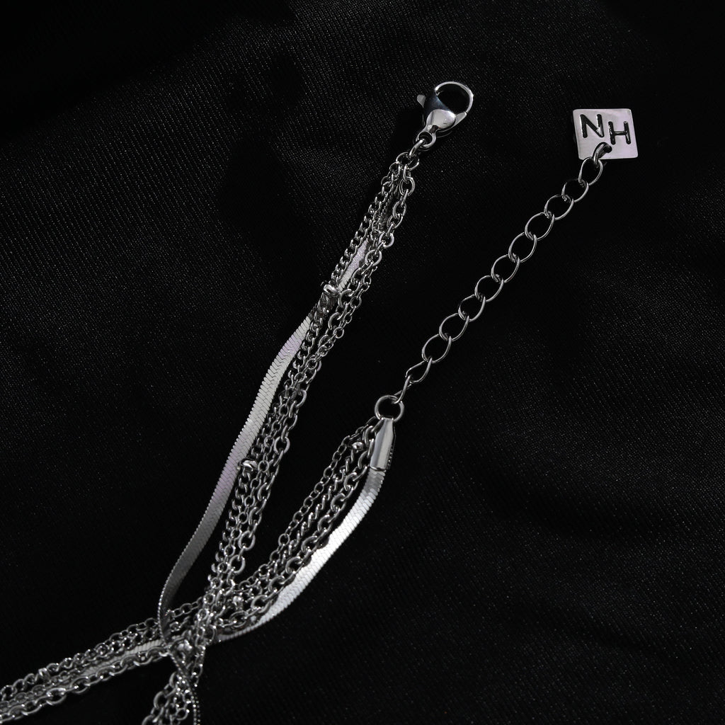 SABRINA Four-Layer Multi Chain Necklace in Silver