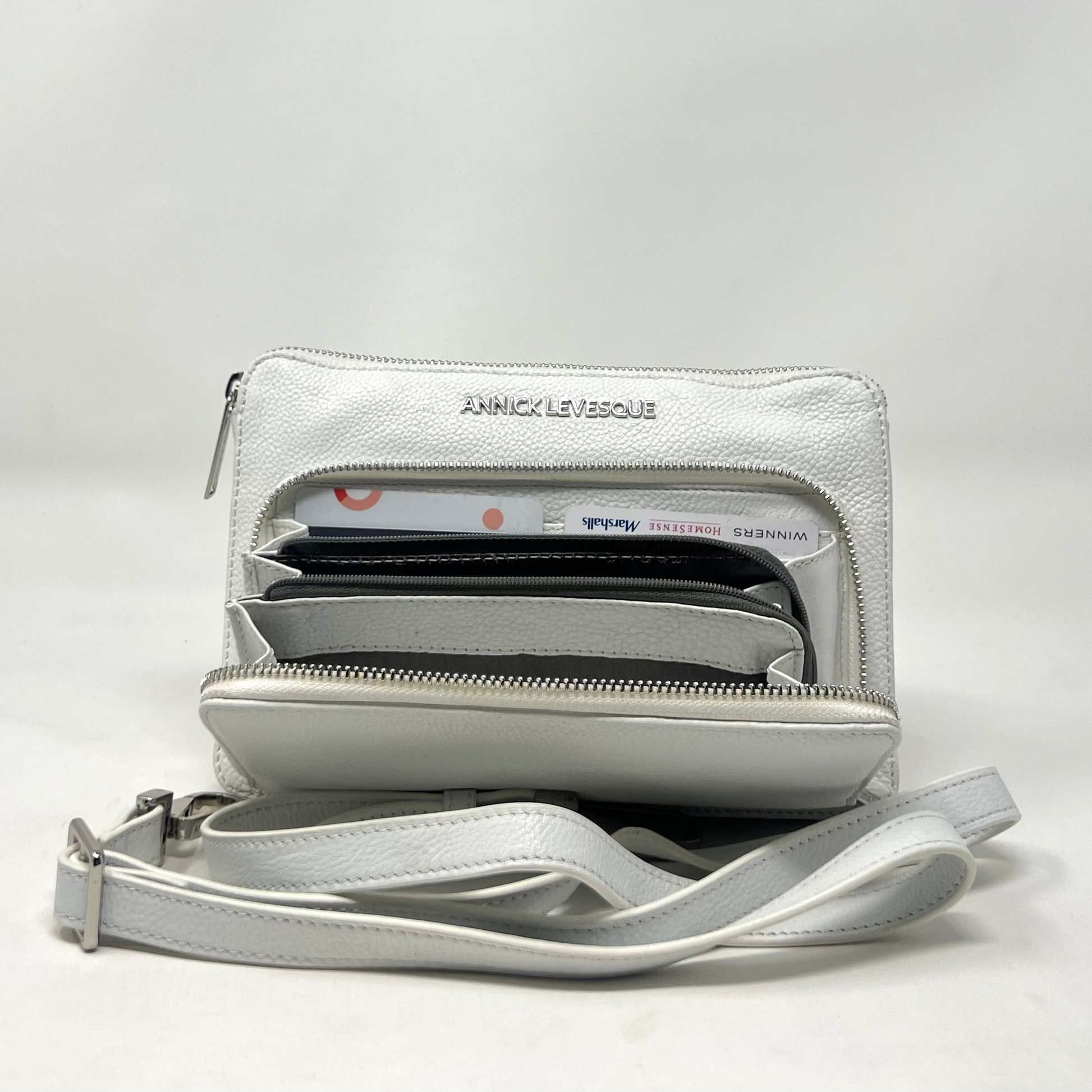 Small White Genuine Leather Handbag Wallet, Carmen