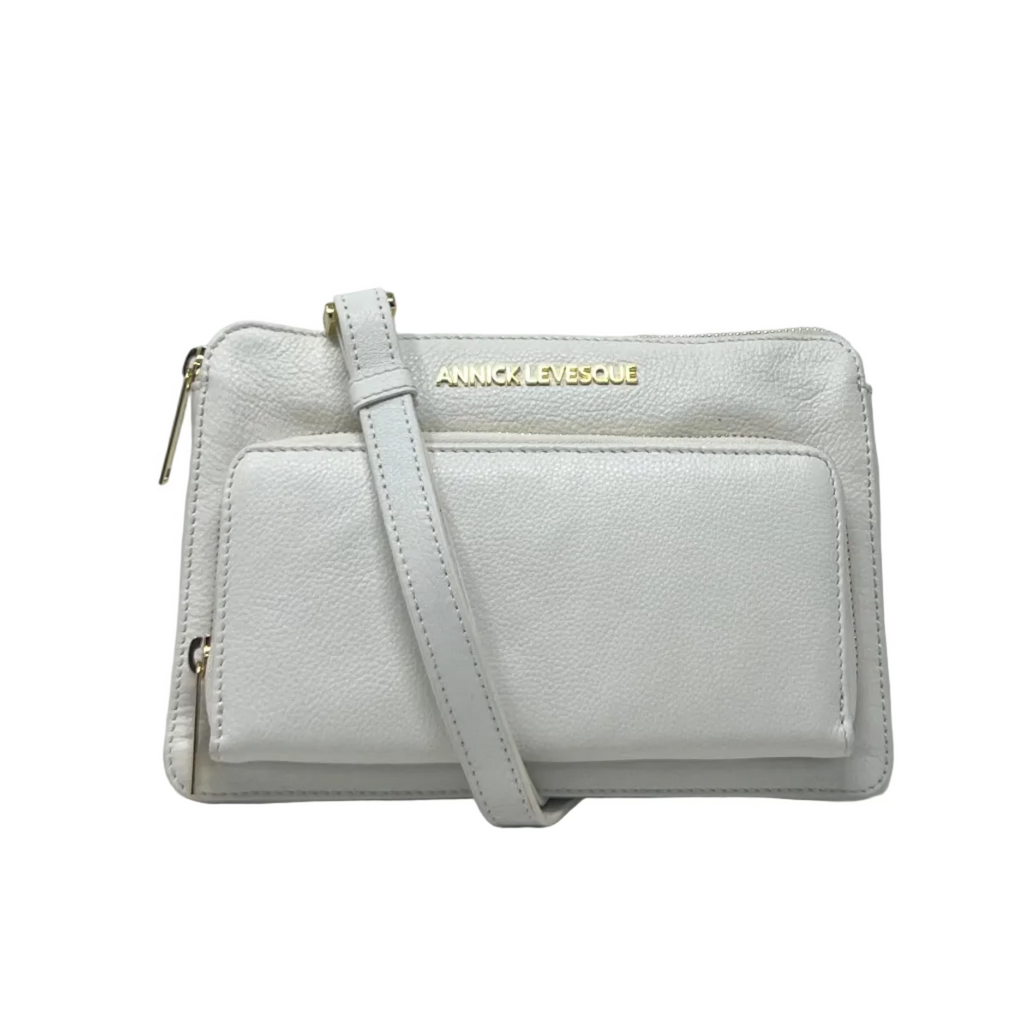 Small White Genuine Leather Handbag Wallet, Carmen
