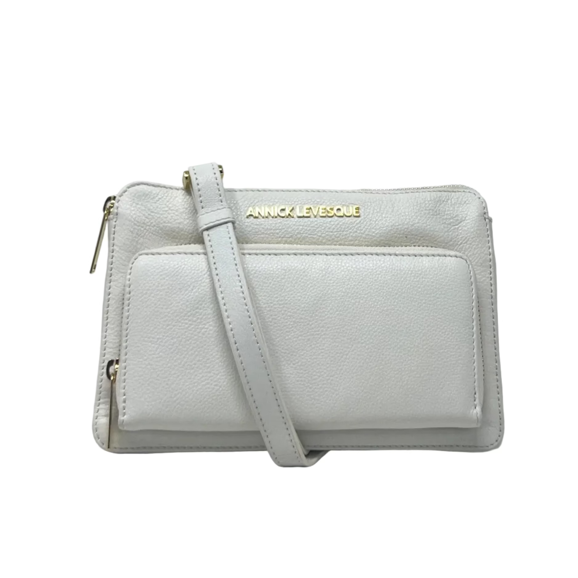 Small White Genuine Leather Handbag Wallet, Carmen