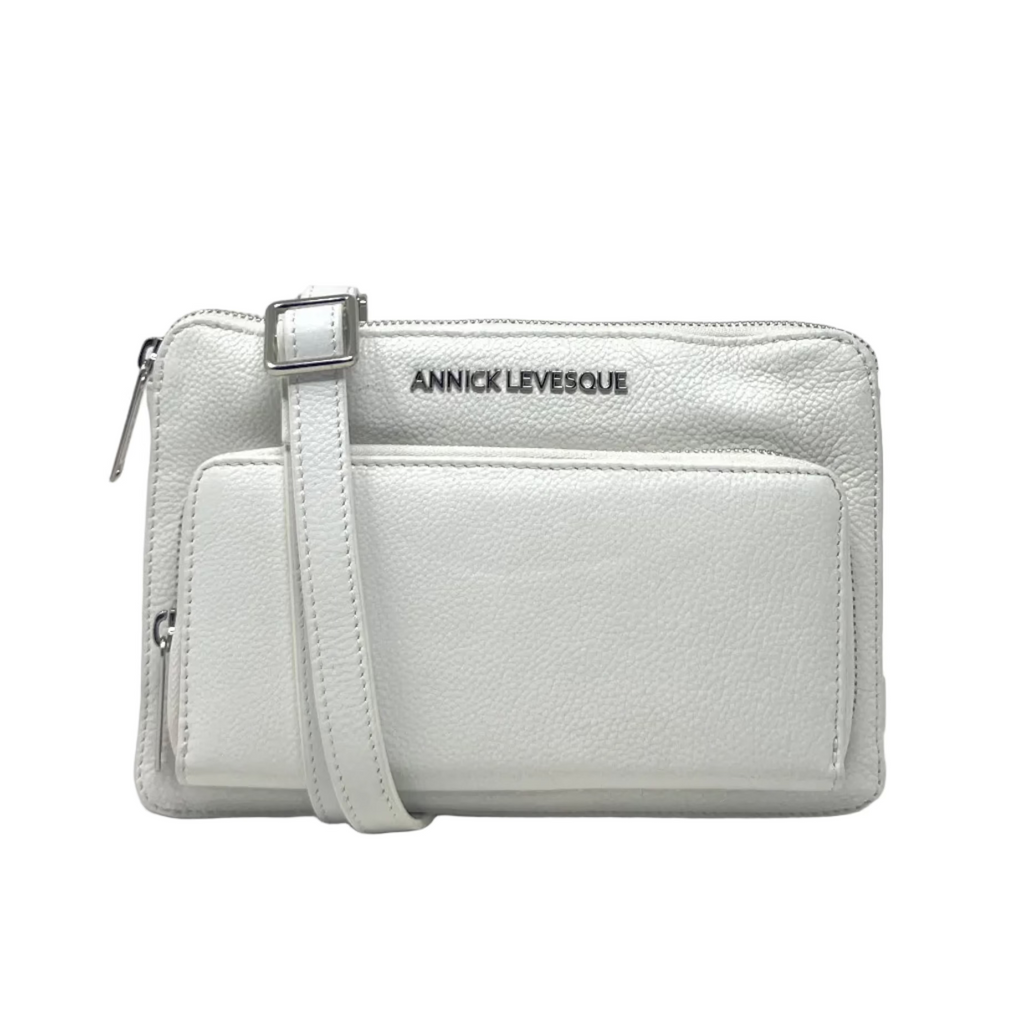 Small White Genuine Leather Handbag Wallet, Carmen