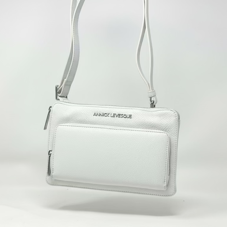Small White Genuine Leather Handbag Wallet, Carmen