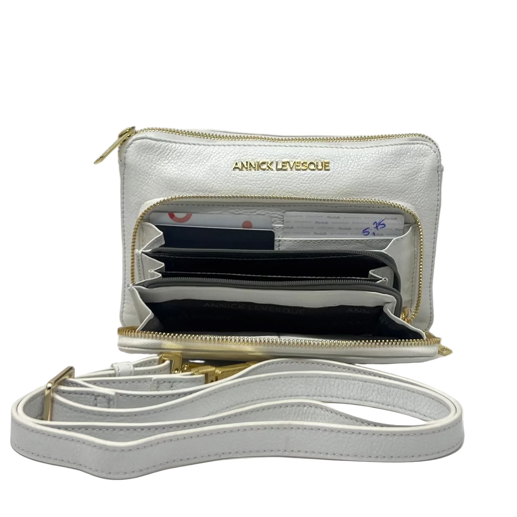 Small White Genuine Leather Handbag Wallet, Carmen